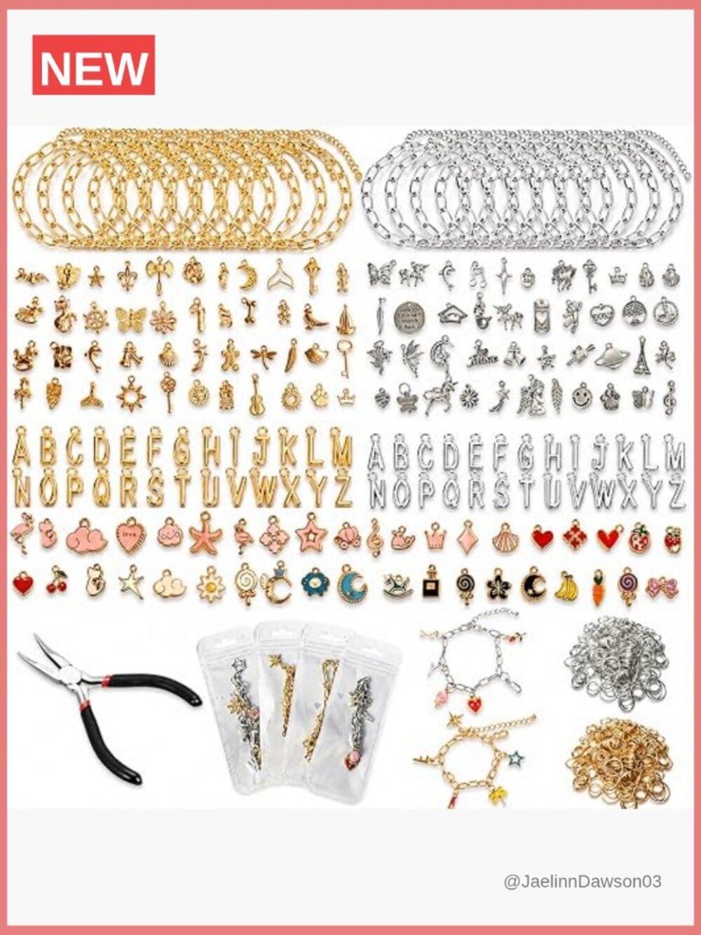 Jewelry Making Kit - 500 Pcs Charm Bracelet DIY Set Stainless Steel